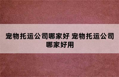 宠物托运公司哪家好 宠物托运公司哪家好用